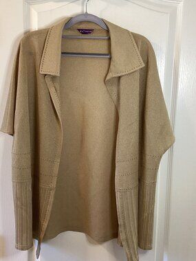 XingShi Women's Brown Short Sleeve Open Front Cardigan Size XL (Loose Fit)